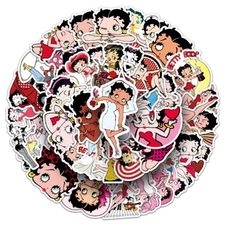 Vintage 50pcs Betty Boop สติกเกอร์สําหรับโทรศัพท์/แล็ปท็อป/เศษกระดาษ/ศิลปะ/สติกเกอร์หมวกนิรภัย Graffiti กันน้ํา DIY