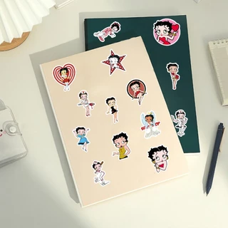 Vintage 50pcs Betty Boop สติกเกอร์สําหรับโทรศัพท์/แล็ปท็อป/เศษกระดาษ/ศิลปะ/สติกเกอร์หมวกนิรภัย Graffiti กันน้ํา DIY