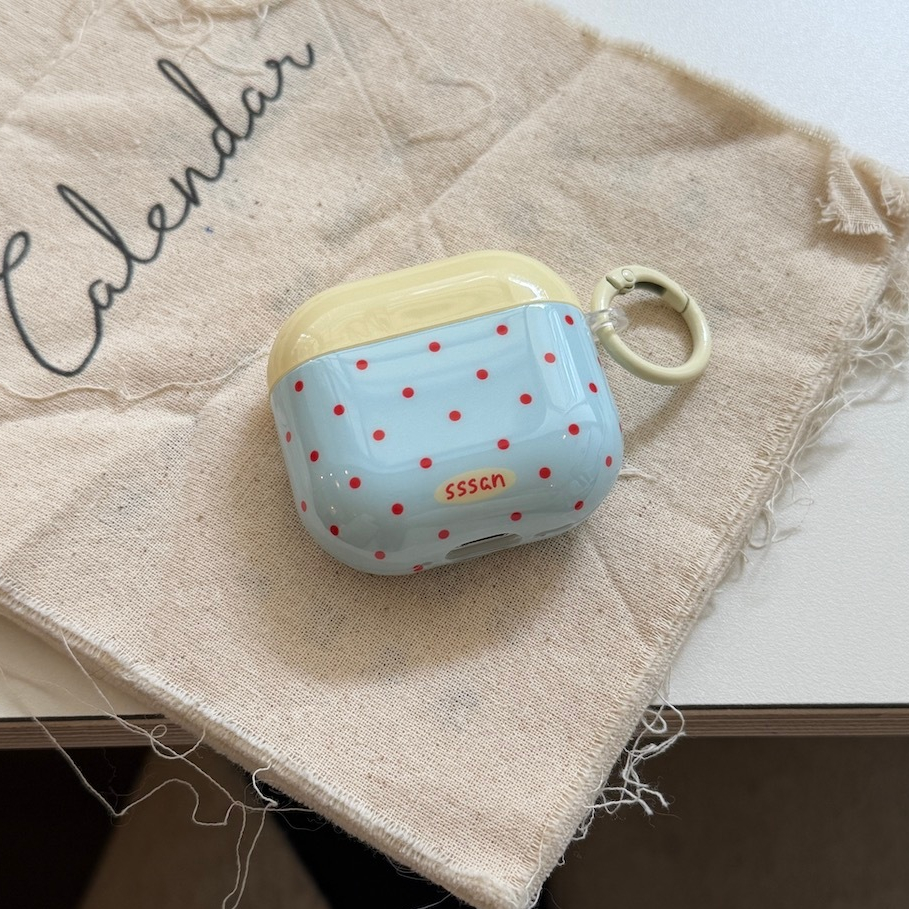 หูฟังเคสบลูทูธเข้ากันได้สําหรับ AirPods Pro3(2025) 4(2024) 1/2 Pro(2019) 3 Pro2(2022) baby Blue Polka Dot เคส IMD