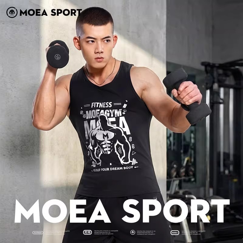 MOEA SPORT|หมึก ลูกบาศก์ อเมริกันเสื้อกั๊กผู้ชาย 2026 ฤดูร้อนกีฬาเสื้อกั๊กฟิตเนสสวมใส่การฝึกอบรมเพาะกายเสื้อยืดแขนกุดหลวม