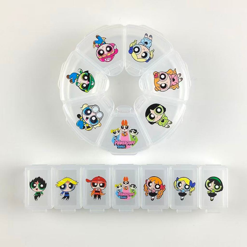 ❤️กล่องใส่ยา❤️Japan Powerpuff Girls 7 วัน A สัปดาห์ที่ถอดออกได้ Combinable มินิแบบพกพา Ultra-Light ว