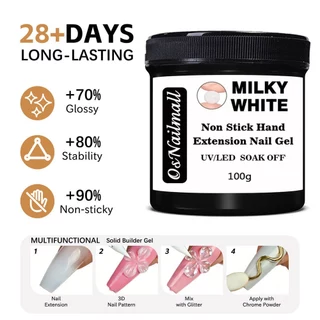 OsNailmall 100g Non Stick Hand Extension Gel ยาทาเล็บ Solid Milky Jelly Hard Gel สําหรับเล็บปลอมแกะสลักดอกไม้เล็บอะคริลิคเจล