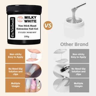 OsNailmall 100g Non Stick Hand Extension Gel ยาทาเล็บ Solid Milky Jelly Hard Gel สําหรับเล็บปลอมแกะสลักดอกไม้เล็บอะคริลิคเจล