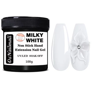 OsNailmall 100g Non Stick Hand Extension Gel ยาทาเล็บ Solid Milky Jelly Hard Gel สําหรับเล็บปลอมแกะสลักดอกไม้เล็บอะคริลิคเจล