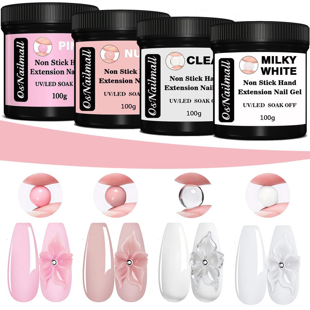 OsNailmall 100g Non Stick Hand Extension Gel ยาทาเล็บ Solid Milky Jelly Hard Gel สําหรับเล็บปลอมแกะสลักดอกไม้เล็บอะคริลิคเจล