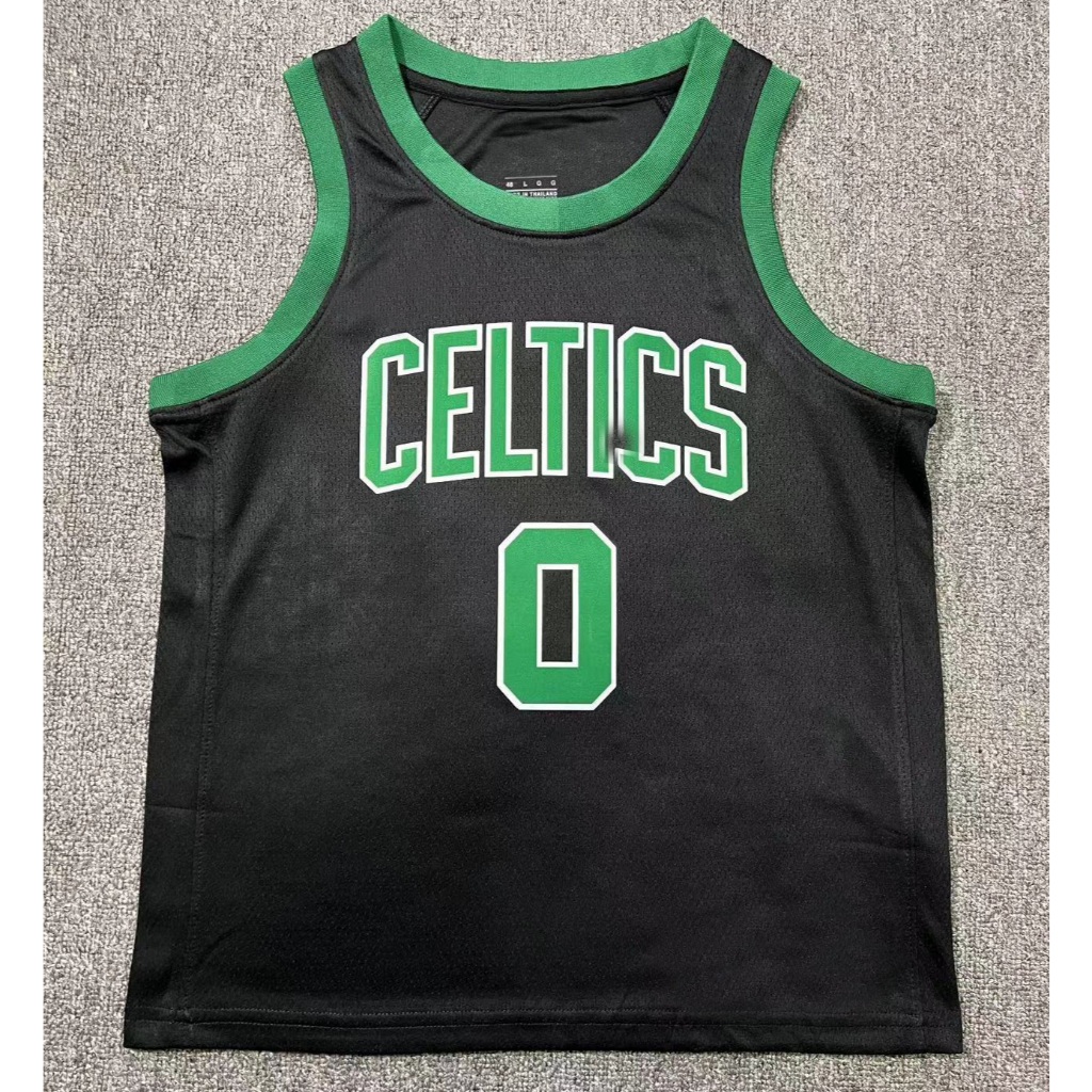 Hot Pressed Kid Jersey Jayson Tatum Jaylen Brown Green/Black Childrens Swingman jersey