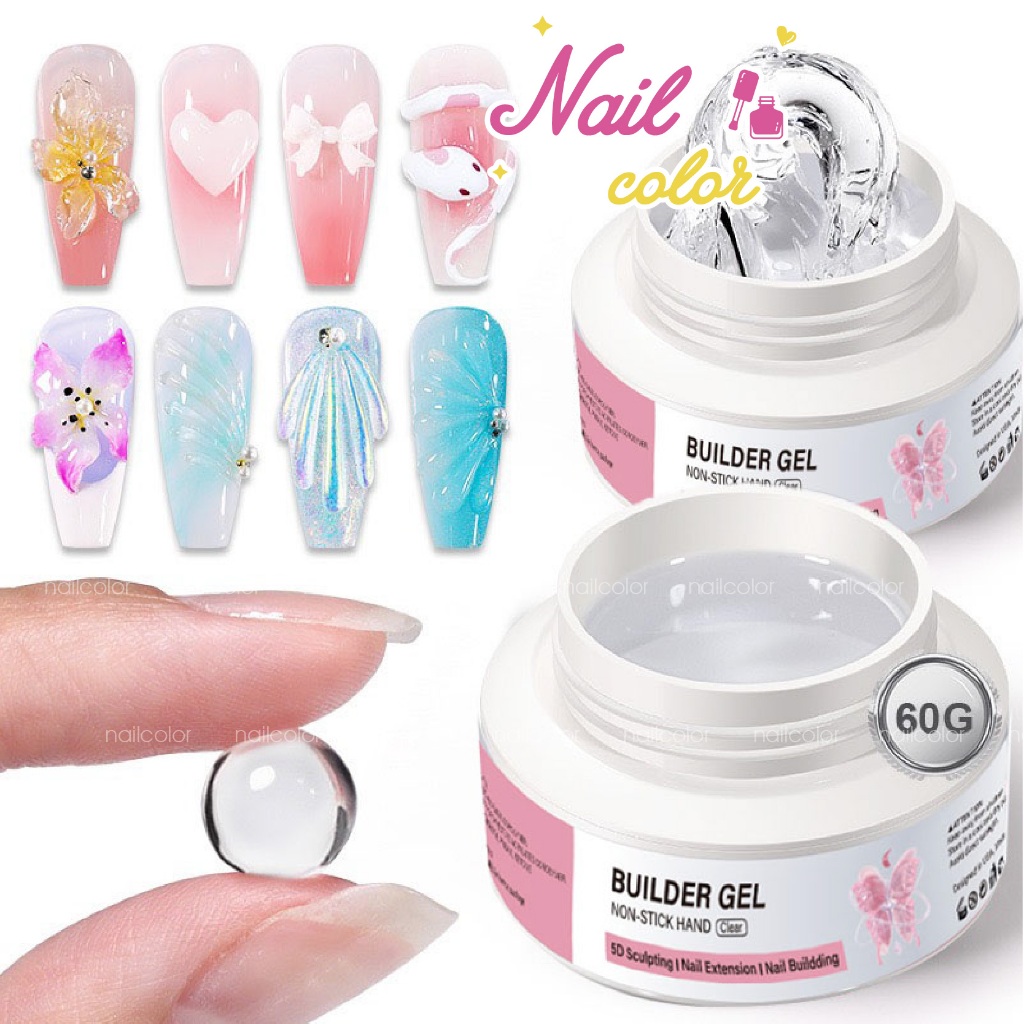 [2 สี] SANMO Nails กาวจัดแต่งทรงผม 5D, กาวต่อไม่ติดแข็ง 60g, ระลอกน้ําด้วยมือ, กาวแกะสลัก, กาวส่องไฟสร้าง, จัดแต่งทรงผมฟรี, ต่อเร็ว