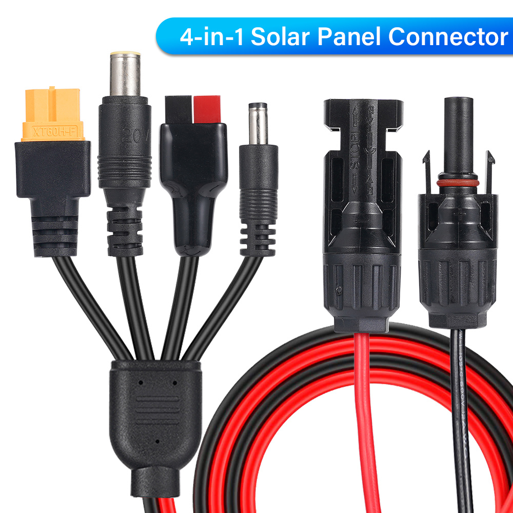 4 in 1 Solar Connector ถึง XT60/DC5521/DC7909 แผงโซลาร์เซลล์สายต่อ Splitter 12AWG สายไฟประหยัดพลังงานสายชาร์จ
