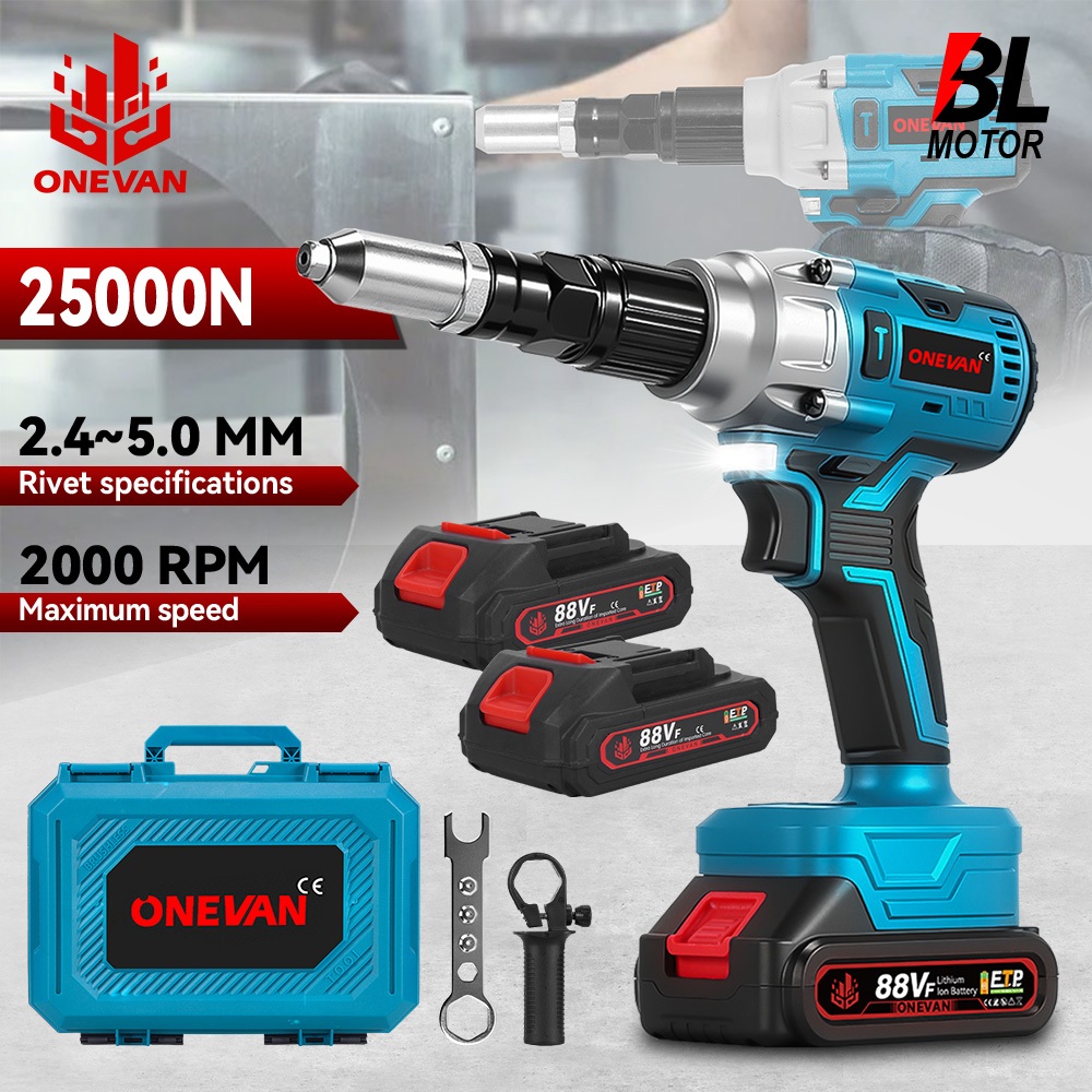 ONEVAN เครื่องยิงรีเวท ปืนยิงหมุดไฟฟ้าไร้สาย 1200W 20000N สําหรับแบตเตอรี่ Makita 18V