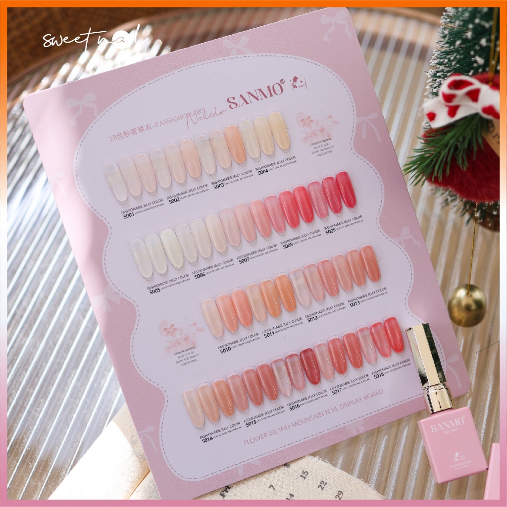 ยอดนิยม✅ชุดแต่งเล็บวุ้น 18 สี SANMO (ขวดสีชมพู, กระดานสีฟรี) สีโปร่งใสน้ําแข็ง, สีใสสีชมพูวุ้น, สีหยกอ้วน, ชุดแต่งเล็บที่จําเป็นยอดนิยม⚡️