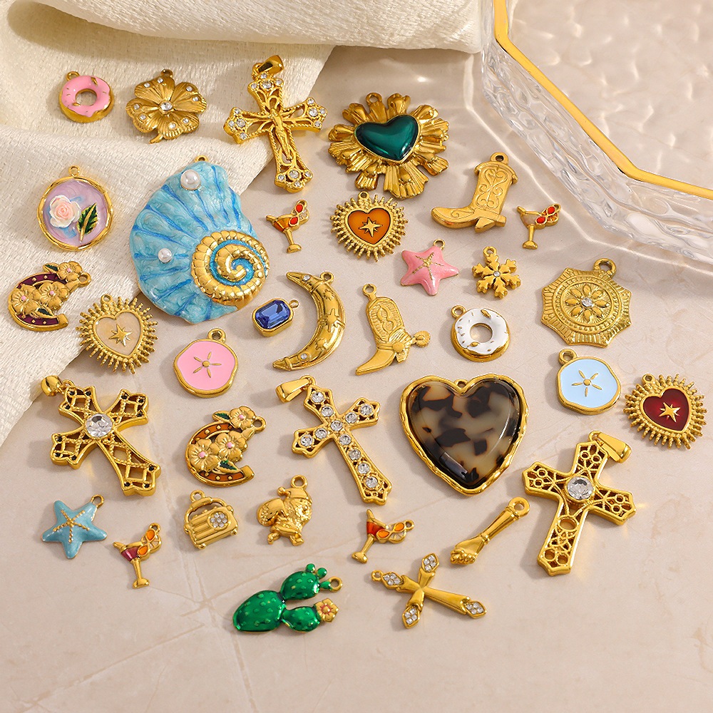 จี้สแตนเลส Dainty Cross Charm สำหรับทำเครื่องประดับเอง