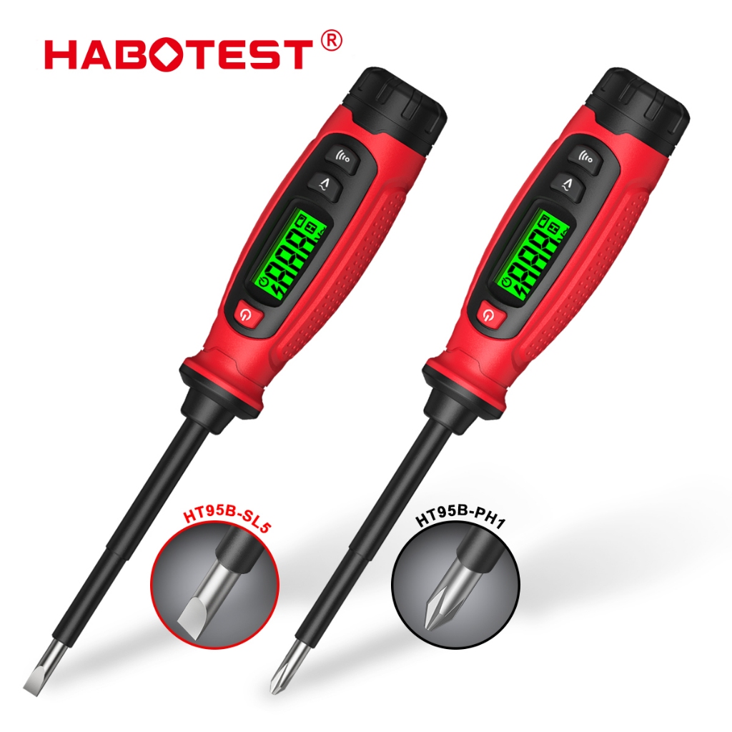 HABOTEST HT95B-SL5/PH1 เครื่องวัดแรงดันไฟฟ้าไขควง NCV ดาวน์โหลดจุดแบ่งหน้าจอ LCD 3v-500V แรงดันไฟฟ้า AC เหมาะสําหรับการทดสอบไฟฟ้าในบ้านและอุตสาหกรรม