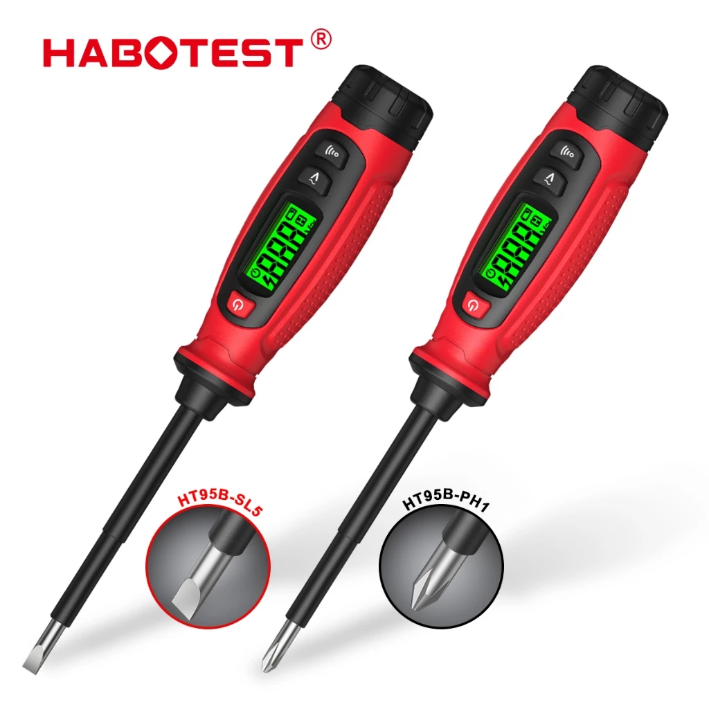 HABOTEST HT95B-SL5/PH1 เครื่องวัดแรงดันไฟฟ้าไขควง NCV ดาวน์โหลดจุดแบ่งหน้าจอ LCD 3v-500V แรงดันไฟฟ้า AC เหมาะสําหรับการทดสอบไฟฟ้าในบ้านและอุตสาหกรรม