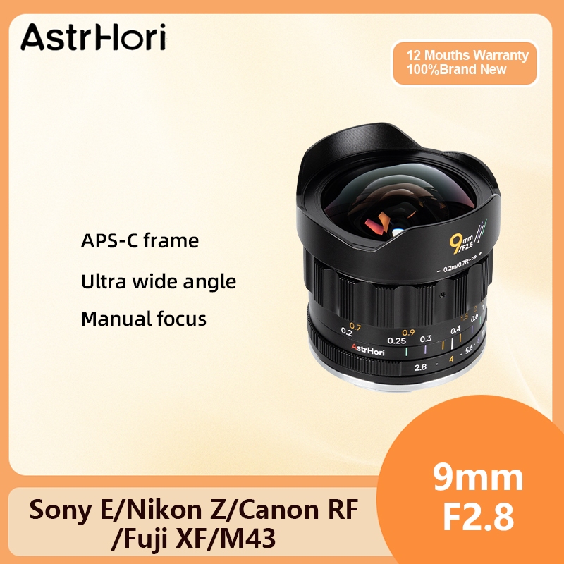 Astrhori 9mm F2.8 APS-C โฟกัสแบบแมนนวลเลนส์ Prime มุมกว้างพิเศษสําหรับ Sony E Nikon Z Fuji XF Canon 