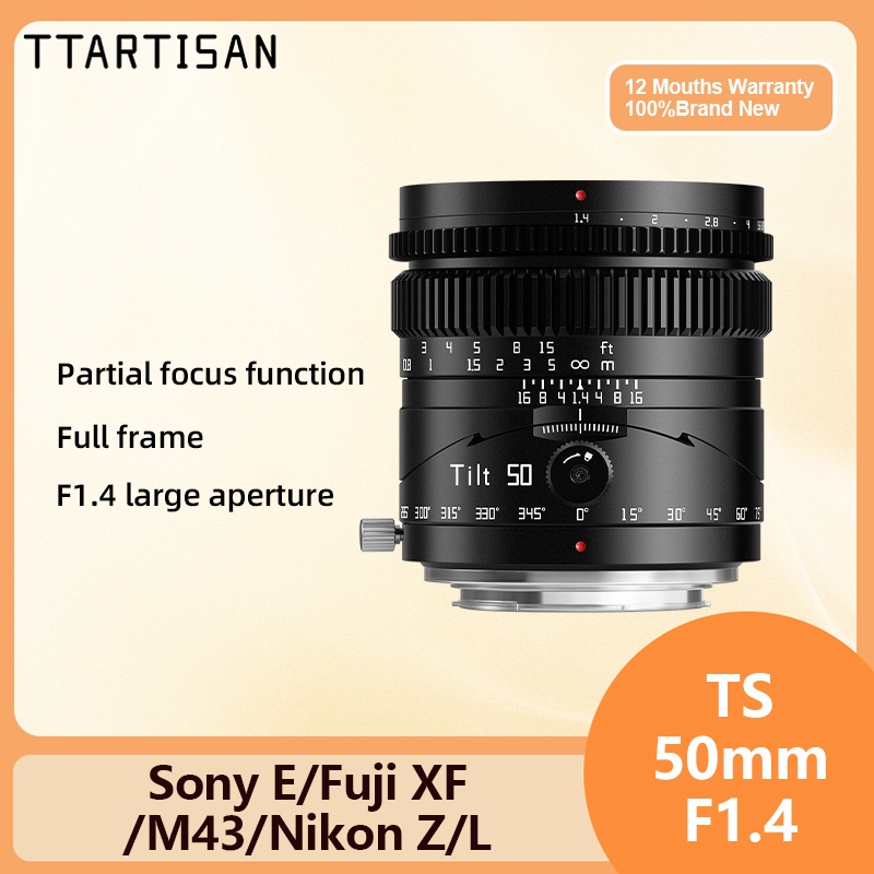 Ttartisan 50mm f1.4 Tilt เลนส์โฟกัสแมนนวล สําหรับกล้อง Sony E Canon RF Nikon Z Fuji XF L Mount A7CII