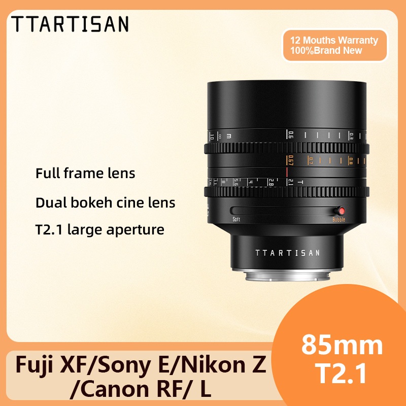 TTArtisan 85mm T2.1 Full Frame Dual Bokeh ฟิล์ม Cine เลนส์รูรับแสงขนาดใหญ่สําหรับ Sony E Nikon Z Can