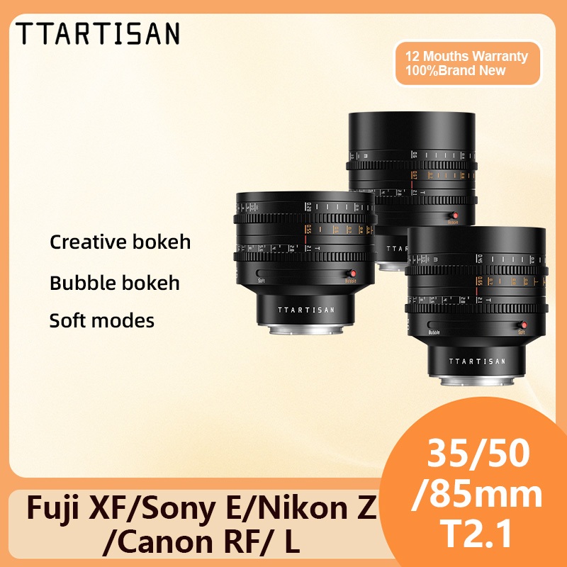 TTArtisan 35mm 50mm 85mm T2.1 Full Frame Creative Dual Bokeh Cine เลนส์สําหรับ Sony E Nikon Z Canon 