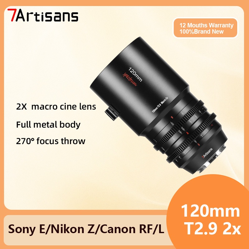7artisans 120mm T2.9 Spectrum Series Macro 2X คู่มือโฟกัสเลนส์ Cinema สําหรับ Canon RF R6 Sony FX3 A