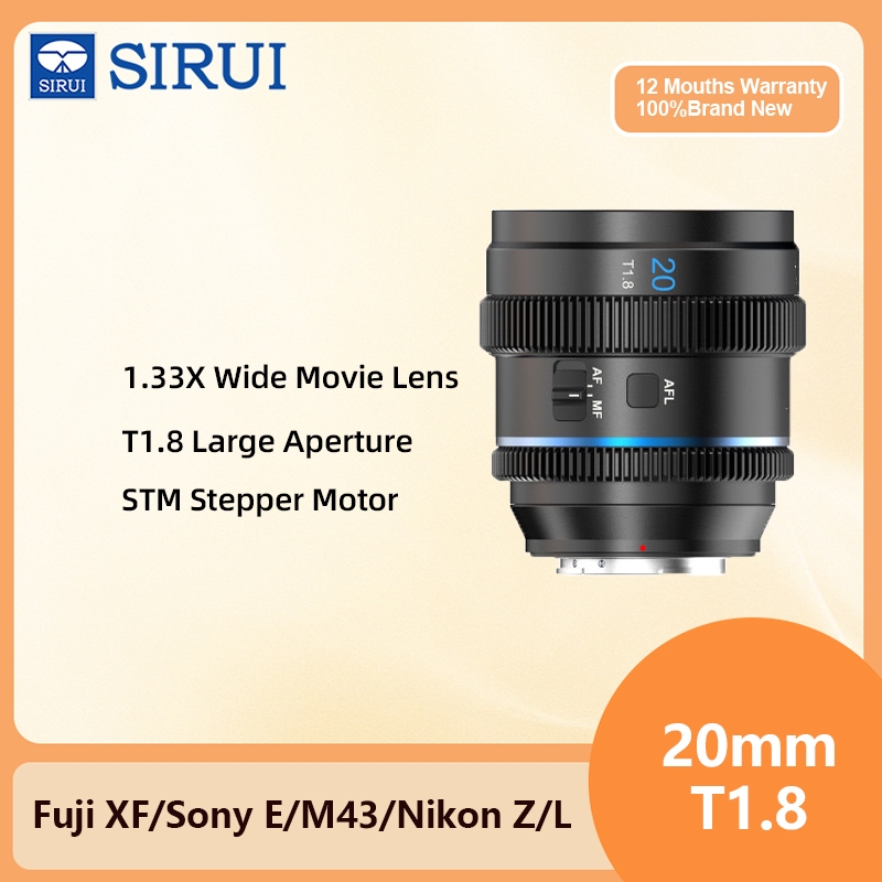 SIRUI 20mm T1.8 1.33x Anamorphic เลนส์โฟกัสอัตโนมัติสําหรับ Sony E A7C2 FX3 FX30 Nikon Z6 Z7 Z8 Fuji