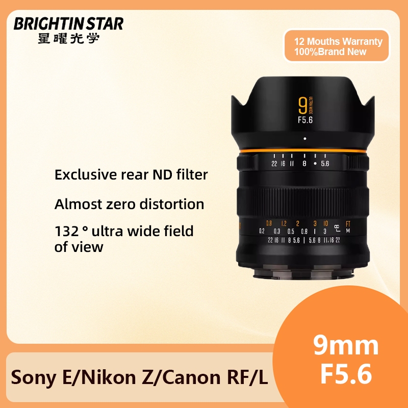 Brightin Star 9mm F5.6 คู่มือ MF Full Frame Ultra-มุมกว้างเลนส์กล้องสําหรับ Canon RF Nikon Z Sony EL