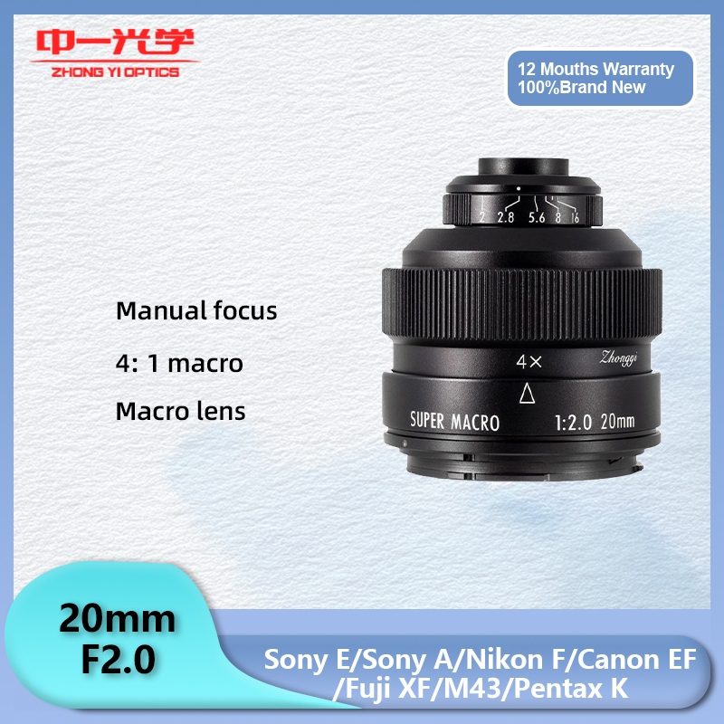 Zhongyi Mitakon 20mm F2 เลนส์มาโคร ฟูลเฟรม สําหรับกล้อง DSLR SLR M43 Pentax K Sony E A Nikon F Canon