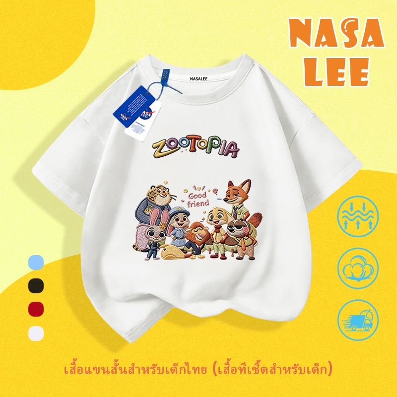【จัดส่งภายในวันเดียวกัน】 NASA x เสื้อยืดผ้าฝ้ายแท้ทรงหลวมสีขาว ลายพิมพ์รวมสัตว์น่ารัก สำหรับสาววัยรุ่น เสื้อแขนสั้นน่ารัก