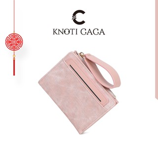 กระเป๋าสตางค์สำหรับสตรี แบบพับสองชั้นมีสีตัดกัน และมีสายคล้อ…