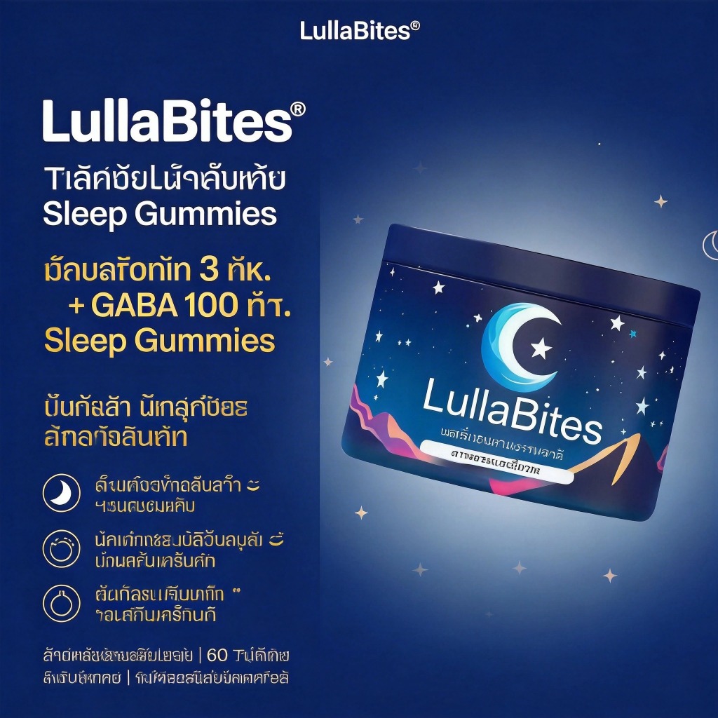 FDA LullaBites Sleep Aid Gummy (60 ชิ้น)|ช่วยปรับปรุงการนอนหลับบรรเทานอนไม่หลับ|ขนมโภชนาการเพื่อสุขภ