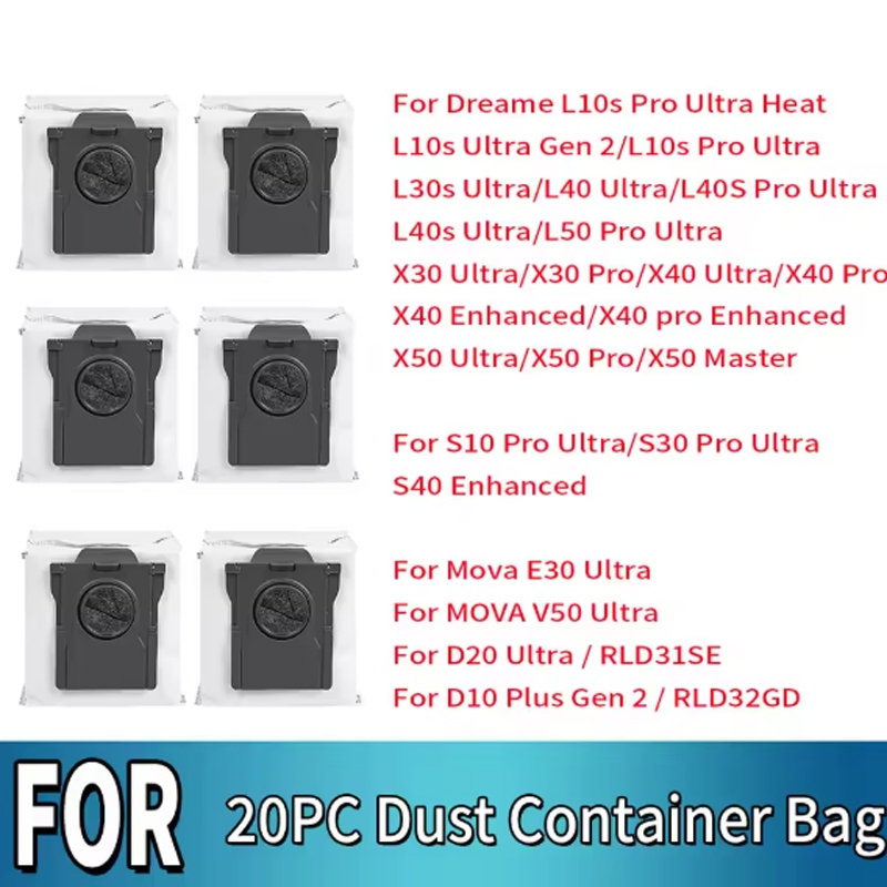 ถุงเก็บฝุ่นสําหรับ Dreame L10s Pro Ultra Heat L30s Ultra L40 Ultra L50 Pro Ultra X30 X40 X50 Ultra S