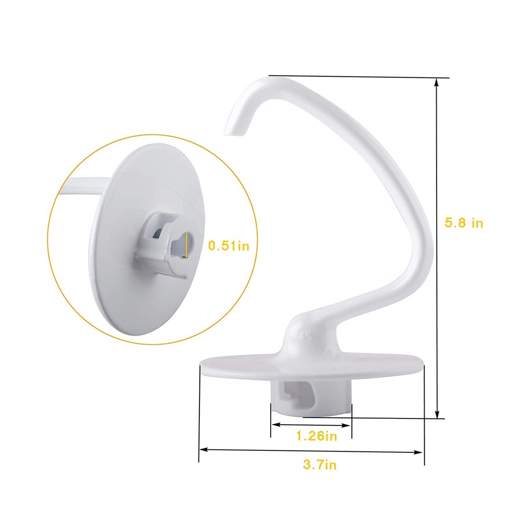 ตะขอแป้งเปลี่ยน K45DH สําหรับ KSM150 K5SS KSM75 K45 K45SS KSM90 KitchenAid