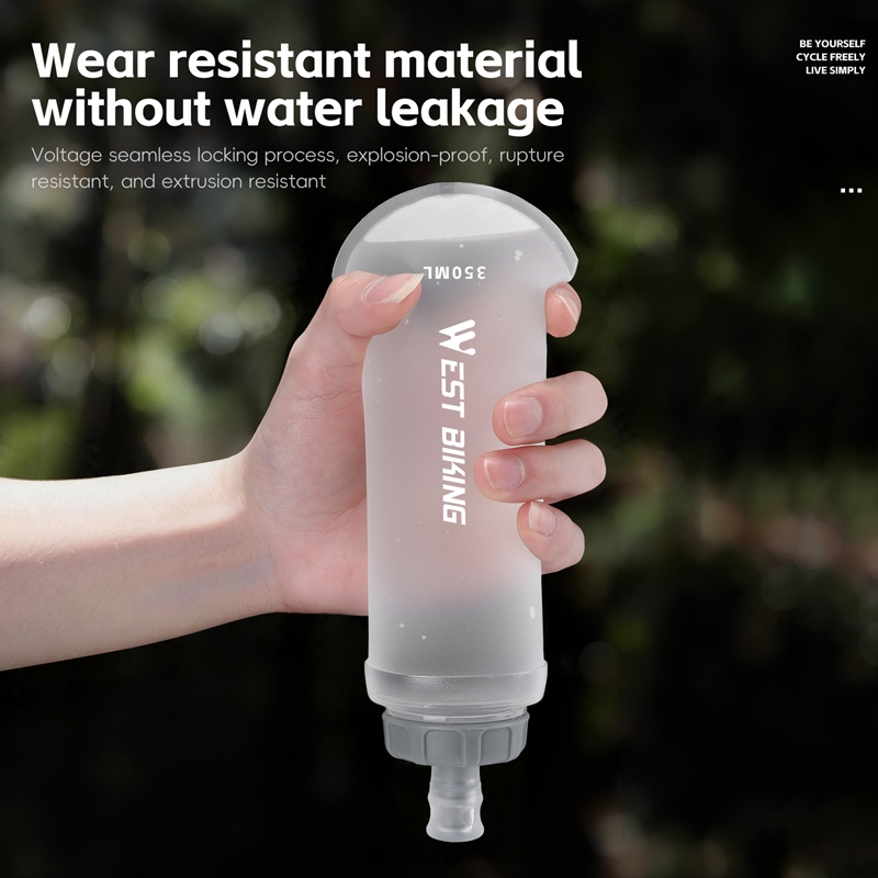 WEST BIKING WEST BIKING ขวดน้ำแบบนิ่ม 350ML ไม่รั่ว ปากซิลิโคน ขวดน้ำกีฬา วิ่ง ปั่นจักรยาน กลางแจ้ง — صورة 5