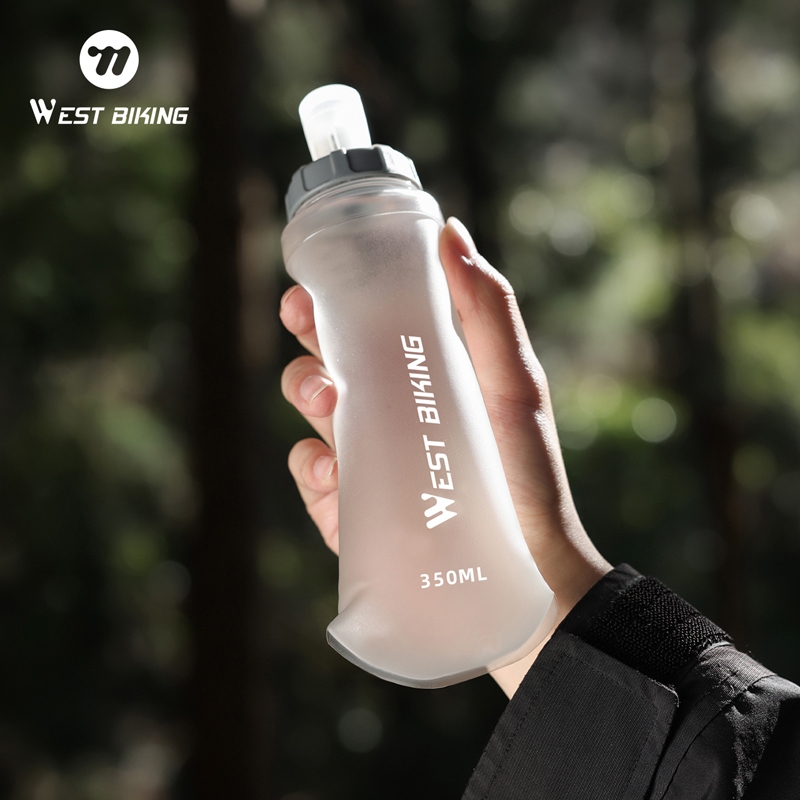 WEST BIKING WEST BIKING ขวดน้ำแบบนิ่ม 350ML ไม่รั่ว ปากซิลิโคน ขวดน้ำกีฬา วิ่ง ปั่นจักรยาน กลางแจ้ง — صورة 2