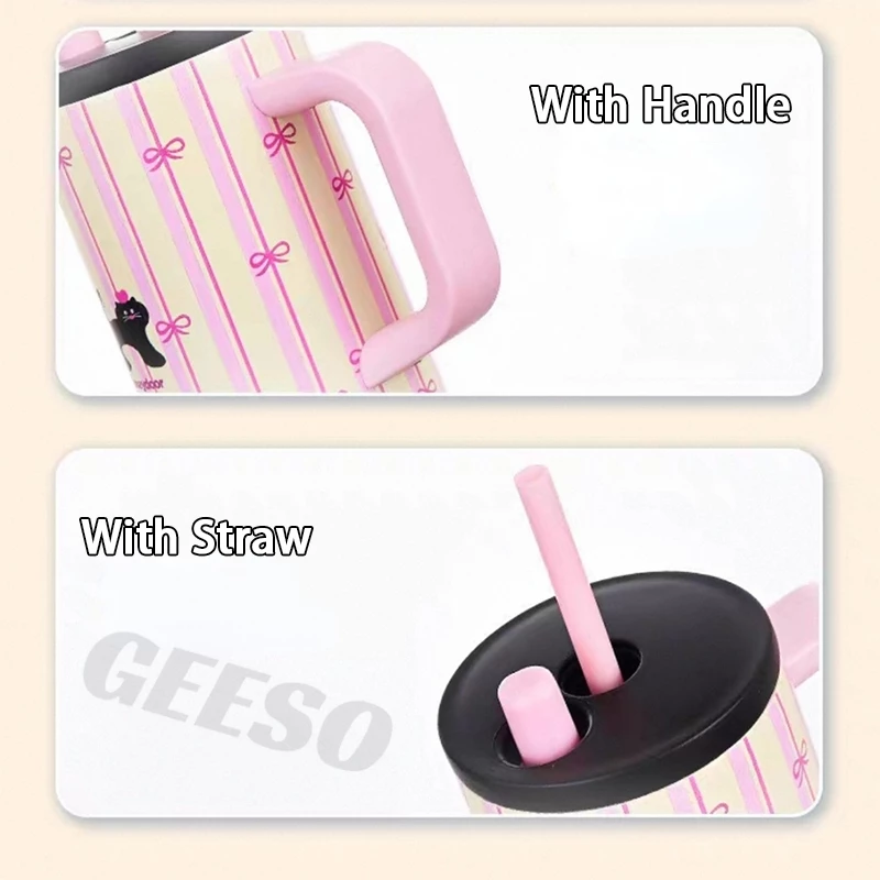 GEESO แก้วเยติ 316แก้วสแตนเลส ใหม่การ์ตูน ใหญ่ความจุ แก้วกาแฟหุ้มฉนวน กระติกน้ําเก็บความร้อนแบบพกพา 316 Stainless Steel Handheld Thermos Tumbler Bottle Insulated Vacuum Hot &Cold Thermos Cup 710ml 手提吨吨杯 thumbnail 8
