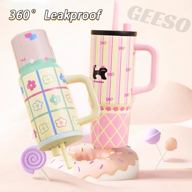 GEESO แก้วเยติ 316แก้วสแตนเลส ใหม่การ์ตูน ใหญ่ความจุ แก้วกาแฟหุ้มฉนวน กระติกน้ําเก็บความร้อนแบบพกพา 316 Stainless Steel Handheld Thermos Tumbler Bottle Insulated Vacuum Hot &Cold Thermos Cup 710ml 手提吨吨杯 thumbnail 9