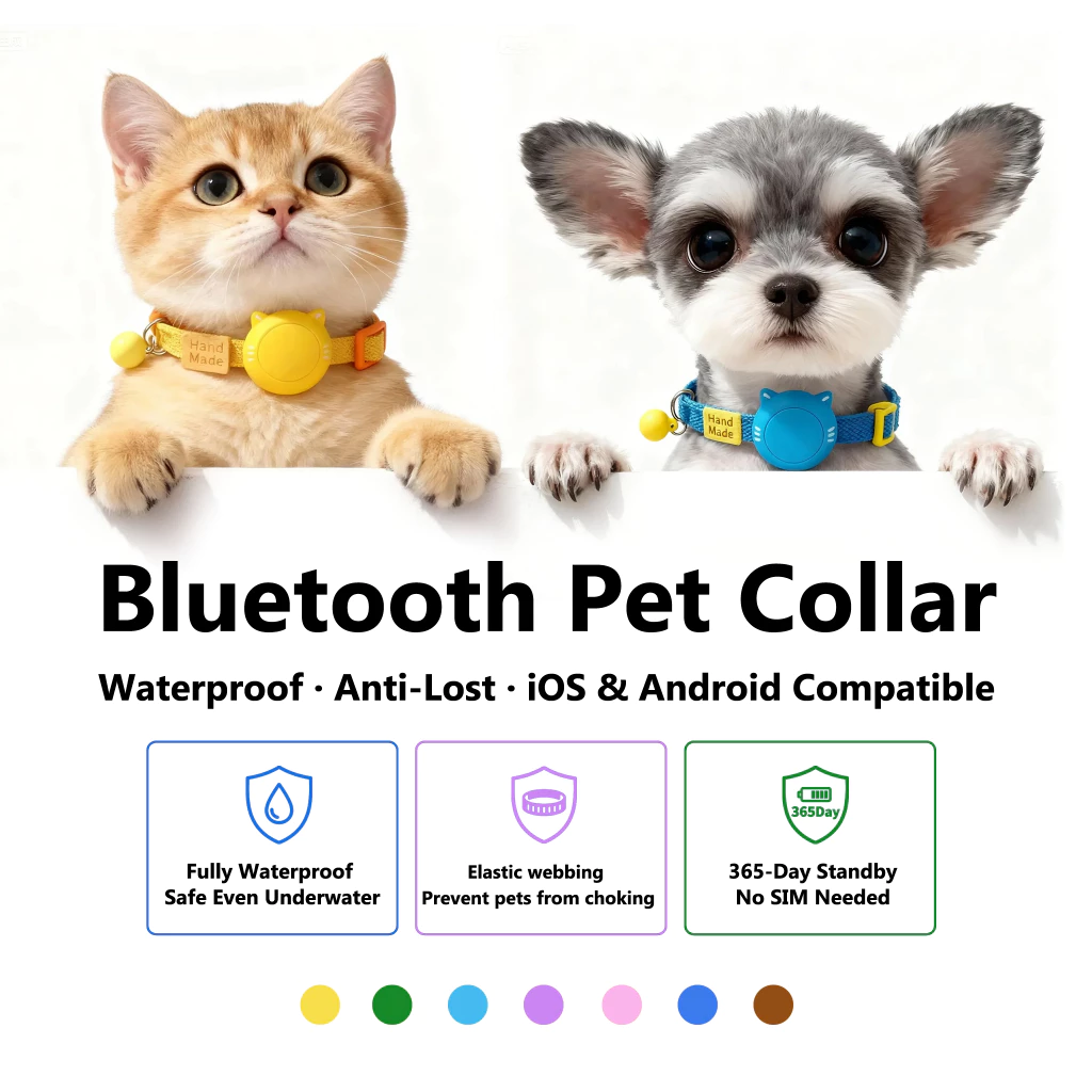 ปลอกคอติดตามสัตว์เลี้ยง, บลูทูธ, กันหาย, กันน้ำ, สวมใส่สบาย, รองรับ iOS หรือ Android, แบตเตอรี่ 1 ปี