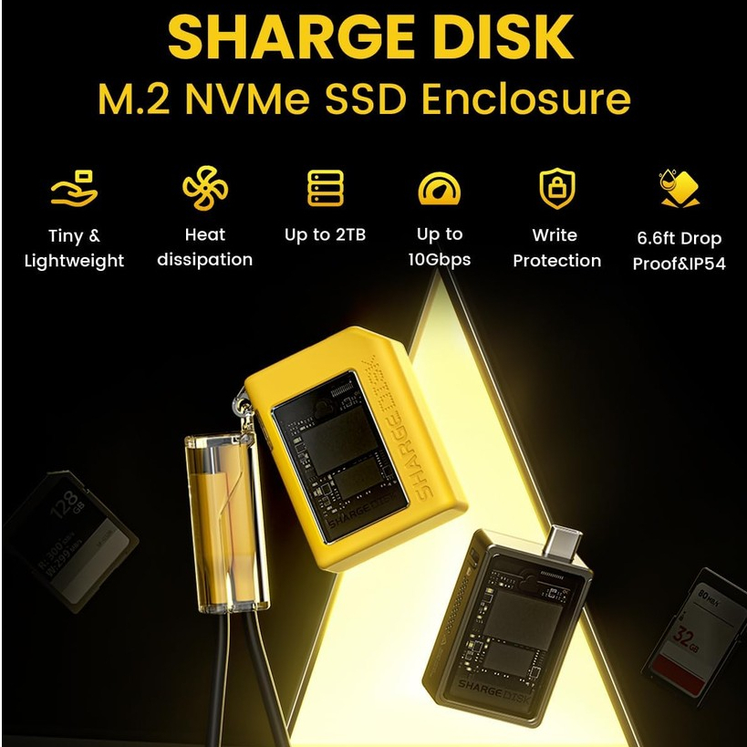 Sharge Active Cooled M.2 NVMe Enclosure สําหรับ 2230 SSD | เครื่องอ่านภายนอก USB 3.2 Gen2 10Gbps รอง