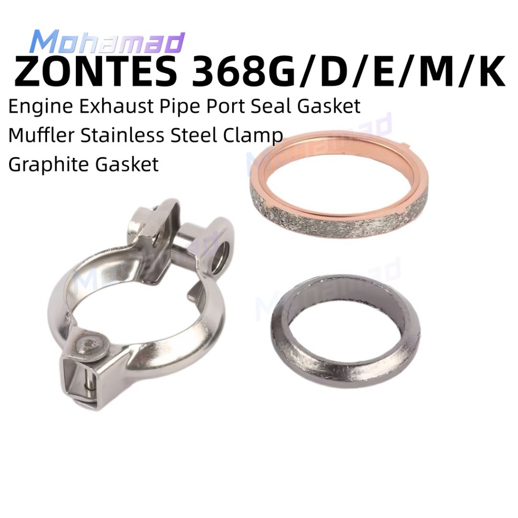 สําหรับ ZONTES 368G/D/E/M/K สแตนเลสสตีลท่อไอเสีย – เครื่องยนต์ท่อไอเสียพอร์ตซีลปะเก็น, ปะเก็นกราไฟท์, Muffler Clamp อุปกรณ์เสริม
