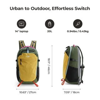 BAGSMART กระเป๋าเดินป่า 20L Backpack กระเป๋าเป้เดินทาง ใส่โน้ตบุ๊ก 14 นิ้ว น้ำหนักเบา ทนน้ำ ระบายอากาศ