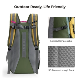 BAGSMART กระเป๋าเดินป่า 20L Backpack กระเป๋าเป้เดินทาง ใส่โน้ตบุ๊ก 14 นิ้ว น้ำหนักเบา ทนน้ำ ระบายอากาศ