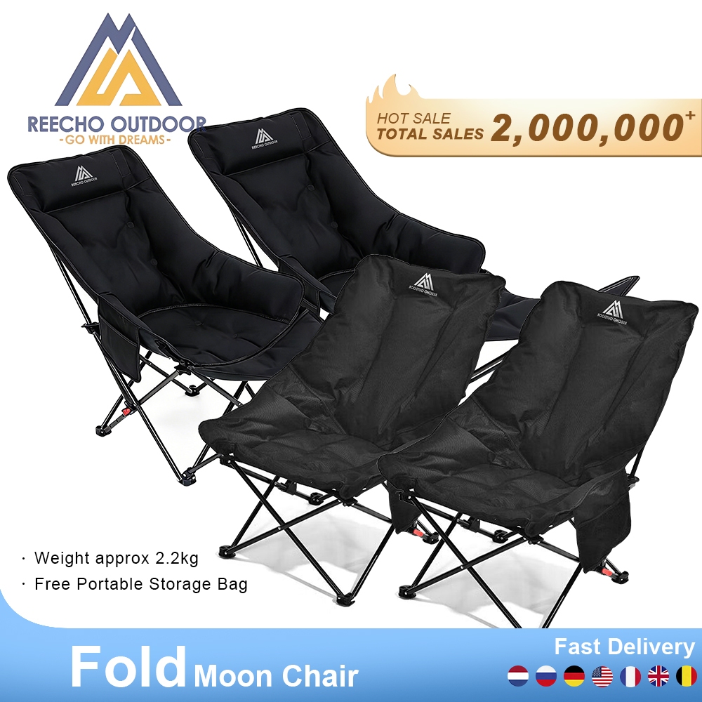 【REECHO OUTDOOR】[ชุด 2 ชิ้น] เก้าอี้ตั้งแคมป์พับได้กลางแจ้งแบบพกพา - ที่นั่งน้ําหนักเบาสําหรับงานหนักสําหรับตกปลา, ชายหาด, ปิกนิกและสวน (มัด 2 ชิ้น)