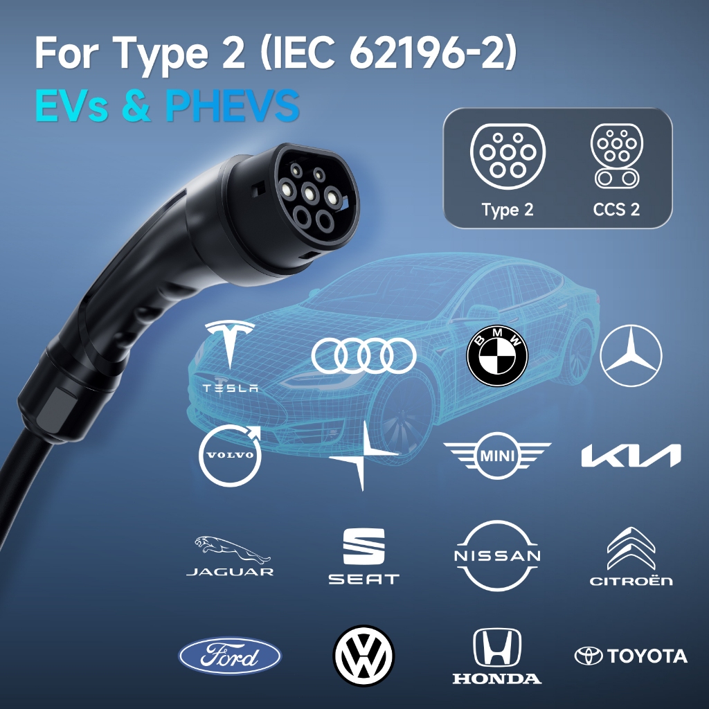 【จัดส่งในประเทศ】AFYEEV 32A 7.2KW แบบพกพา EV Charger Type2 IEC 62196-2 เครื่องชาร์จรถยนต์ไฟฟ้า EVSE สายชาร์จ Wi-Fi บลูทูธ APP ควบคุม ราคา ถูกที่สุด ดีลบีเคเค แกลเลอรีภาพที่ 9