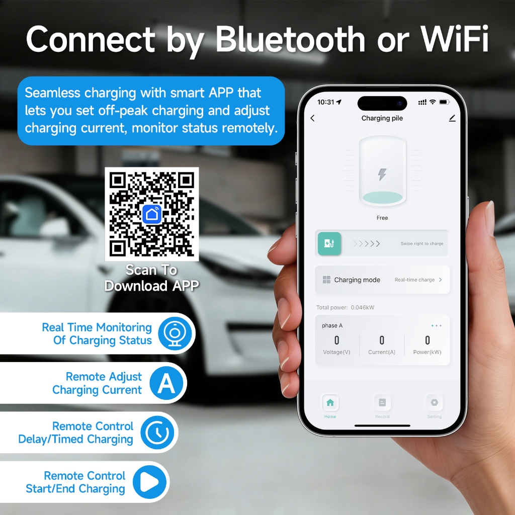 【จัดส่งในประเทศ】AFYEEV 32A 7.2KW แบบพกพา EV Charger Type2 IEC 62196-2 เครื่องชาร์จรถยนต์ไฟฟ้า EVSE สายชาร์จ Wi-Fi บลูทูธ APP ควบคุม ราคา ถูกที่สุด ดีลบีเคเค แกลเลอรีภาพที่ 3