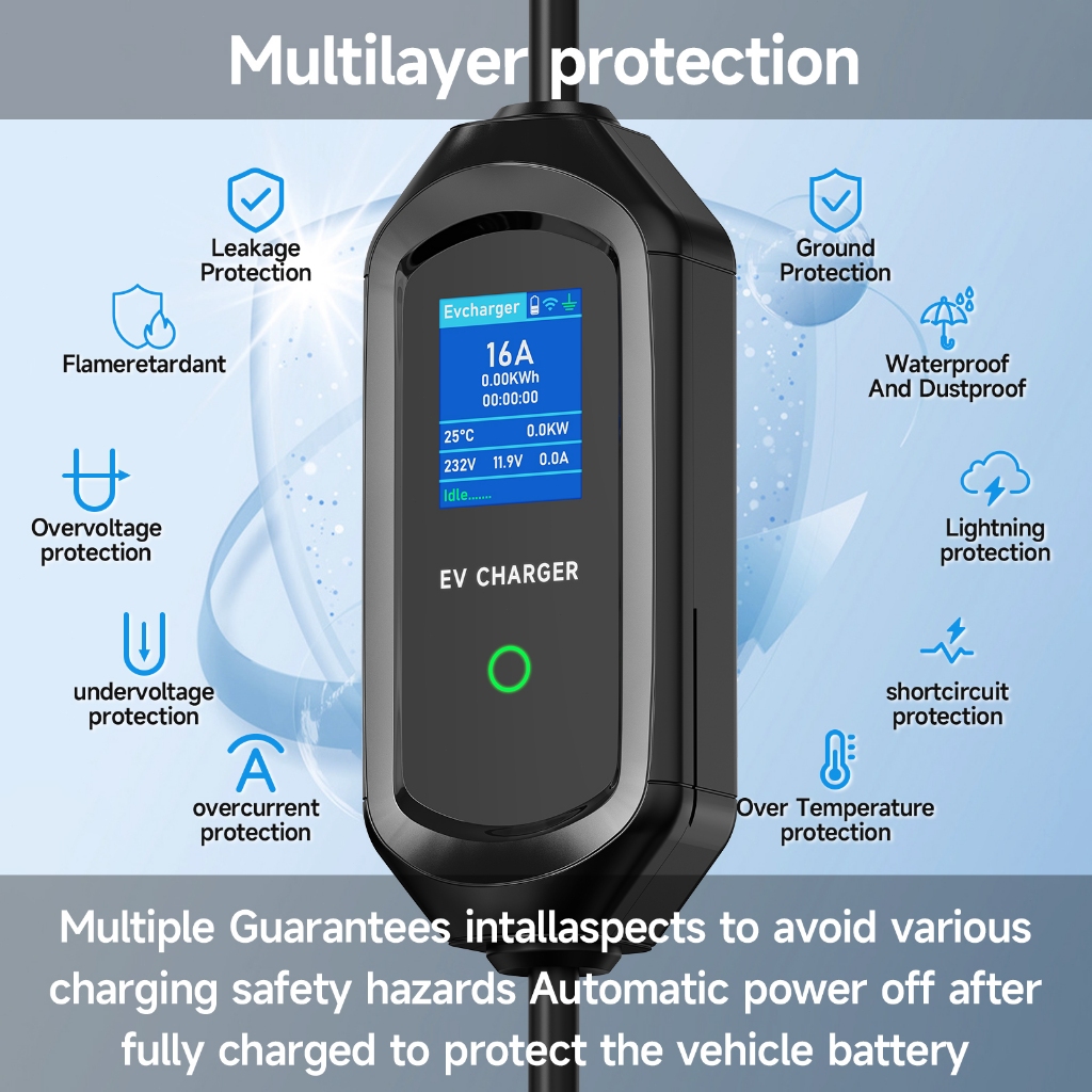 【จัดส่งในประเทศ】AFYEEV 32A 7.2KW แบบพกพา EV Charger Type2 IEC 62196-2 เครื่องชาร์จรถยนต์ไฟฟ้า EVSE สายชาร์จ Wi-Fi บลูทูธ APP ควบคุม ราคา ถูกที่สุด ดีลบีเคเค แกลเลอรีภาพที่ 5