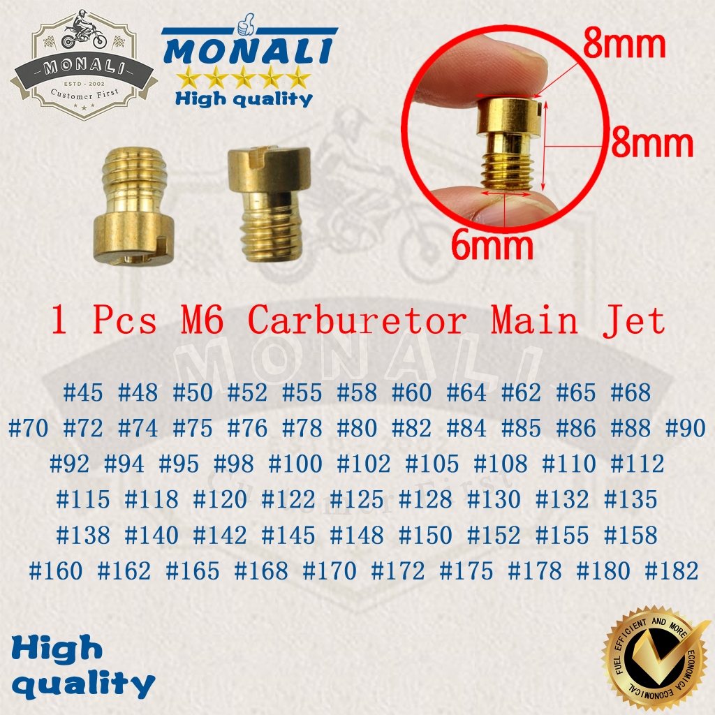 1 ชิ้น m6 45- 185 คาร์บูเรเตอร์หลัก jet หัวฉีดหัวฉีดสําหรับ dellorto sha PHBG PHBN PHVA carb