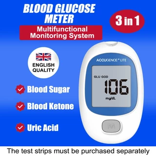 ACCU 3in1 Blood Glucose Monitor โรคเบาหวาน Gout อุปกรณ์พร้อมแถบทดสอบ & Lancets MultiFunction เลือด Ketone Uric กรดอุปกรณ์ทดสอบ
