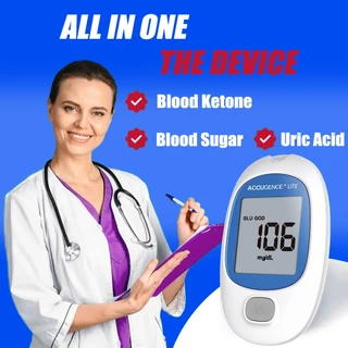 ACCU 3in1 Blood Glucose Monitor โรคเบาหวาน Gout อุปกรณ์พร้อมแถบทดสอบ & Lancets MultiFunction เลือด Ketone Uric กรดอุปกรณ์ทดสอบ