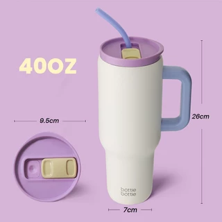 BOTTLE BOTTLE ขวดน้ำ 40oz 1180 มล Tumbler สแตนเลสผู้ถือถ้วยรถที่มีฝาปิดคู่และที่จับขวดน้ำความจุสูง