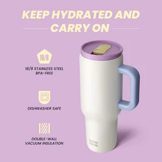 BOTTLE BOTTLE ขวดน้ำ 40oz 1180 มล Tumbler สแตนเลสผู้ถือถ้วยรถที่มีฝาปิดคู่และที่จับขวดน้ำความจุสูง