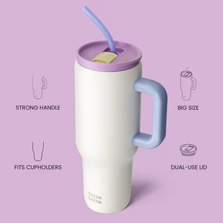 BOTTLE BOTTLE ขวดน้ำ 40oz 1180 มล Tumbler สแตนเลสผู้ถือถ้วยรถที่มีฝาปิดคู่และที่จับขวดน้ำความจุสูง
