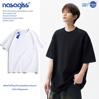 NASA เสื้อยืดชายหญิงแขนสั้น สไตล์ลำลอง summer เสื้อยืดสีพื้น คอตตอน คอกลม หลวมและระบายอากาศ
